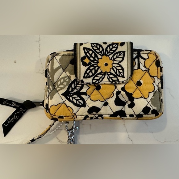 Vera Bradley Yellow black white wallet cloth quilt pattern floral wristlet - Picture 4 of 6